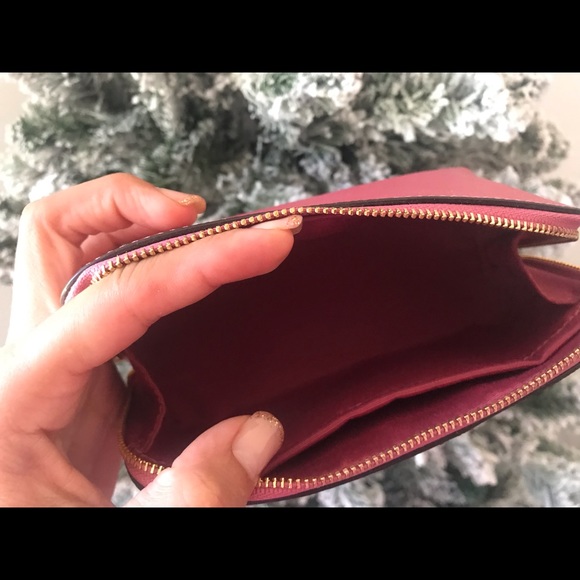 Coach Makeup Cosmetic Case Leather Pink Strawberry - Picture 2 of 3